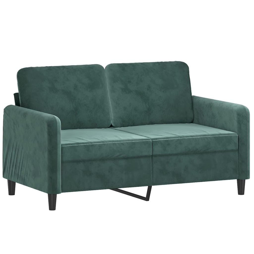 vidaXL 2-Seater Sofa - Dark Green Velvet Upholstered, Modern Design for Home, Lounge, Office - Comfortable Padded Seats and Armrests
