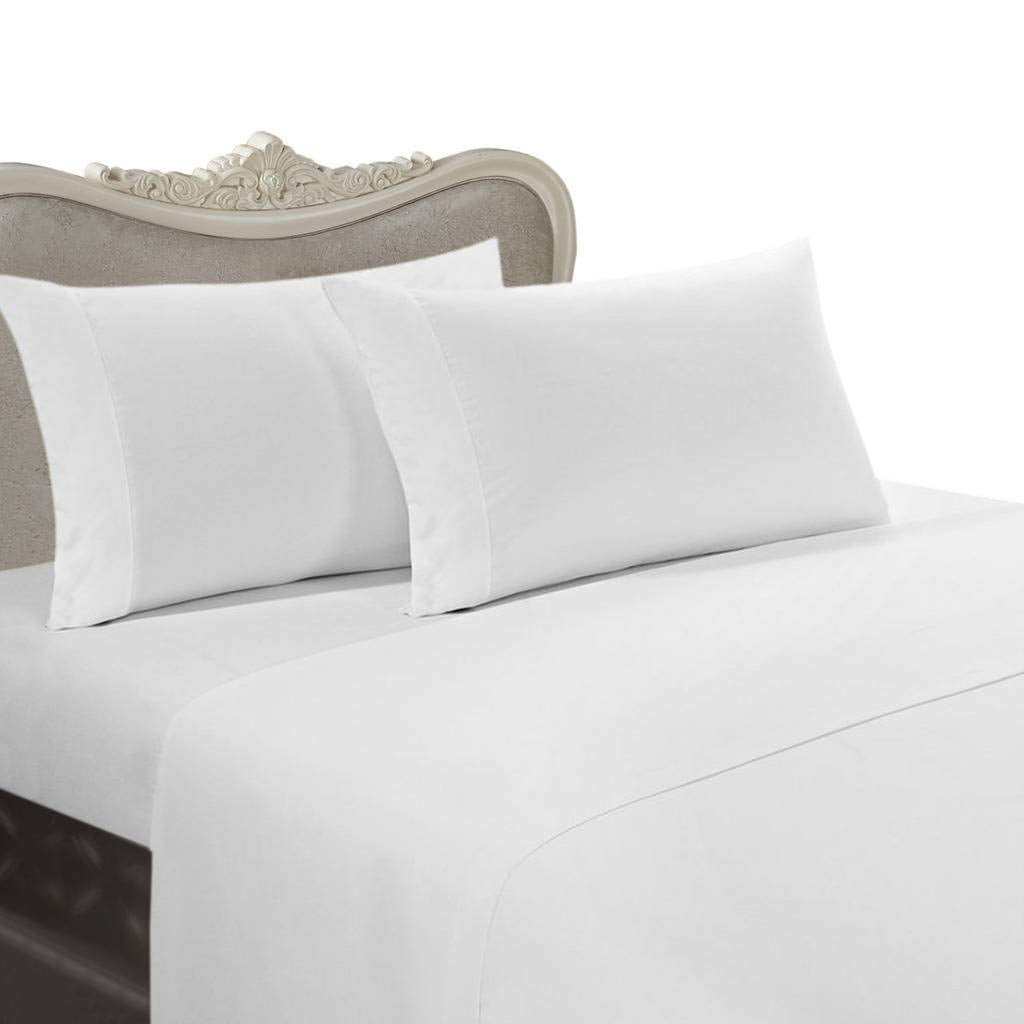 Luxurious 300 Thread Count Percale Egyptian Cotton Sheet Set, Queen, White Solid