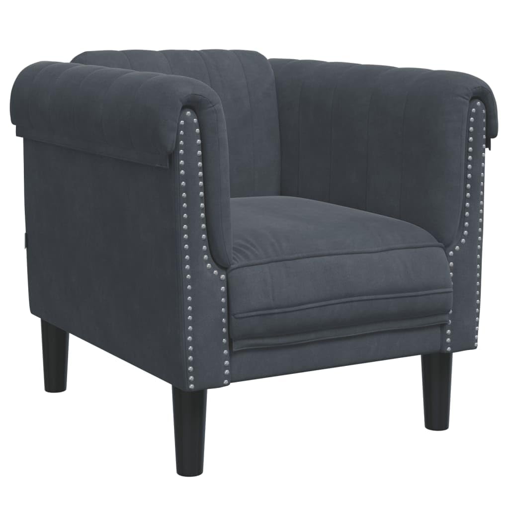 vidaXL 3 Piece Sofa Set - Dark Gray Velvet, Modern Living Room Furniture with Armchair, 2-Seater & 3-Seater Sofas