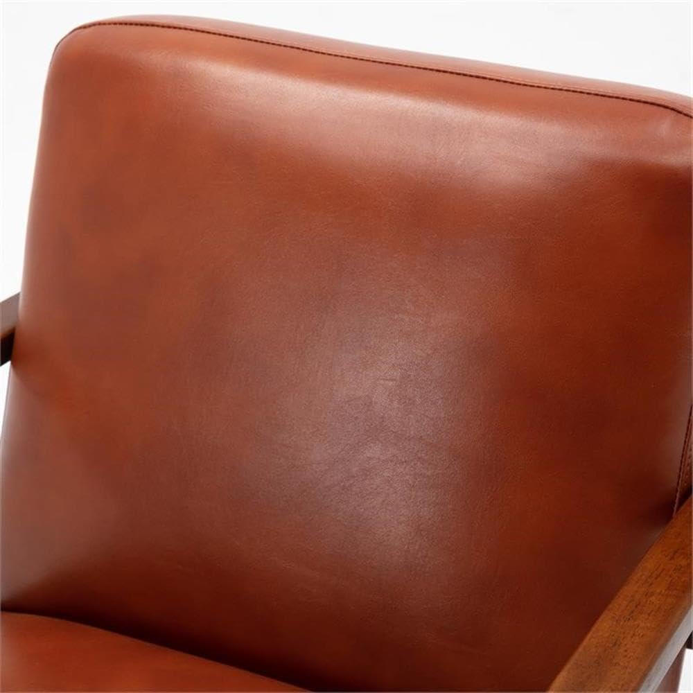 Comfort Pointe Austin Caramel Faux Leather Modern Wooden Base Accent Chair