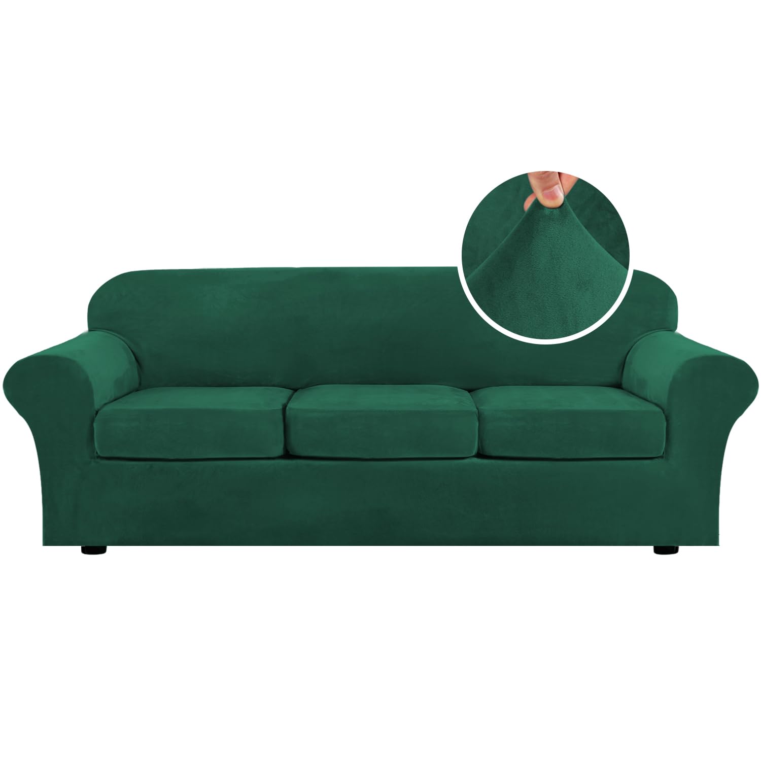 H.Versailtex Modern Velvet Plush 4 Piece High Stretch Sofa Slipcover Furniture Protector For Christmas Form Fit Velvet Extra Lar