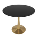 Bristol 35 round dining table Gold Base With Black Top