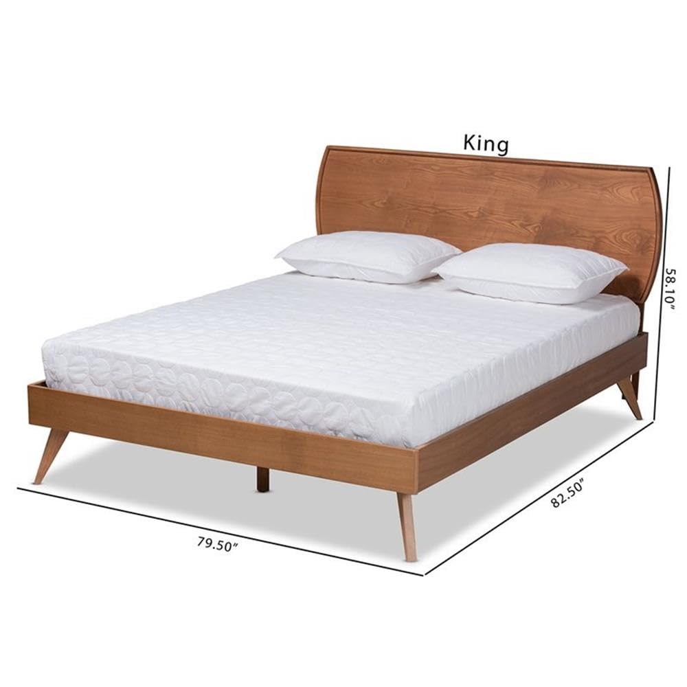 Baxton Studio Aimi Walnut Brown Finished Wood Queen Size Platform Bed