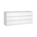 Tvilum 6 Drawer Double Dresser, White High Gloss