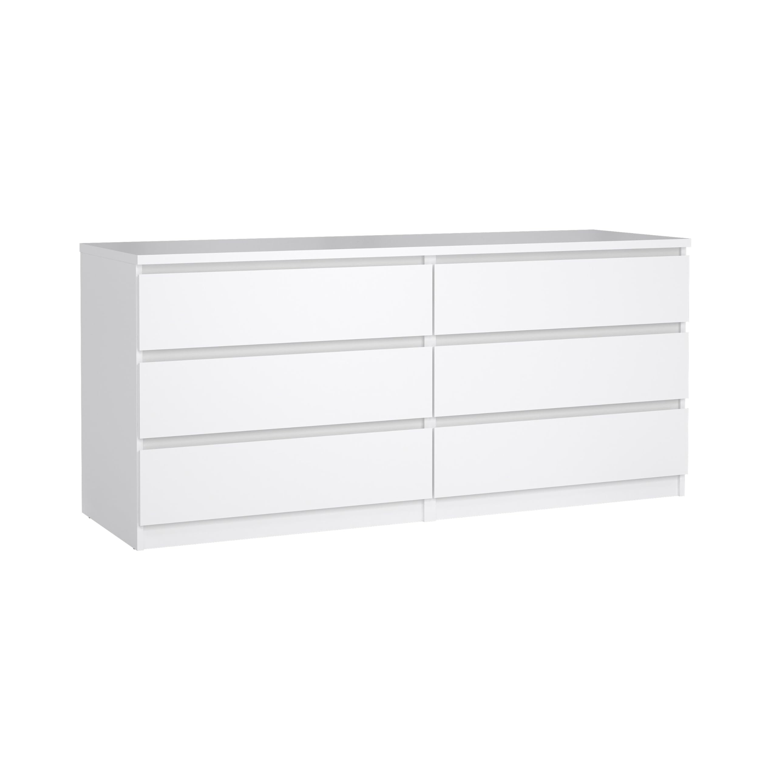 Tvilum 6 Drawer Double Dresser, White High Gloss
