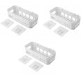 JEEJEX 3 Pcs Plastic Inter Design Bathroom Kitchen Organize Shelf Rack Shower Corner Caddy Basket with Sticker No Drilling Requi