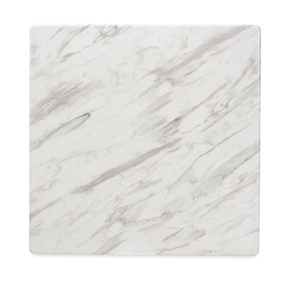 Baxton Studio Paras Mid-Century Modern Transitional Light Grey Fabric Upholstered and Walnut Brown Finished Wood 5-Piece Dining Set with Faux Marble Dining Table