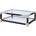 Acme Lafty 54" Glass Top Coffee Table in White Brushed and Black