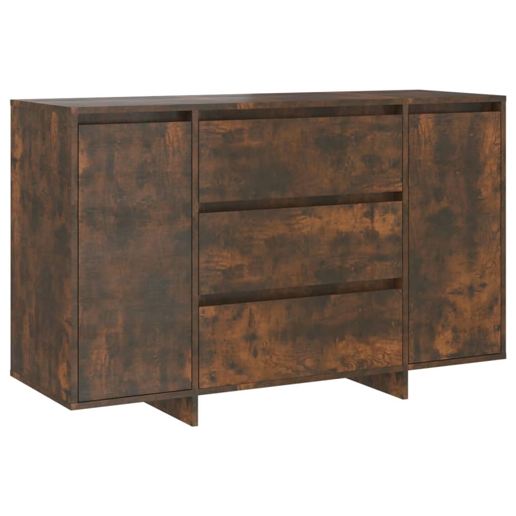 vidaXL Sideboard with 3 Drawers Smoked Oak 47.2&quot;x16.1&quot;x29.5&quot; Chipboard