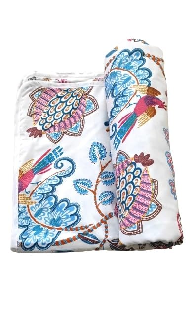 Elegance Pure Cotton Reversible Single Bed Blanket/Ac Dohar/Duvet/Comforter (Multicolor, Design 8)