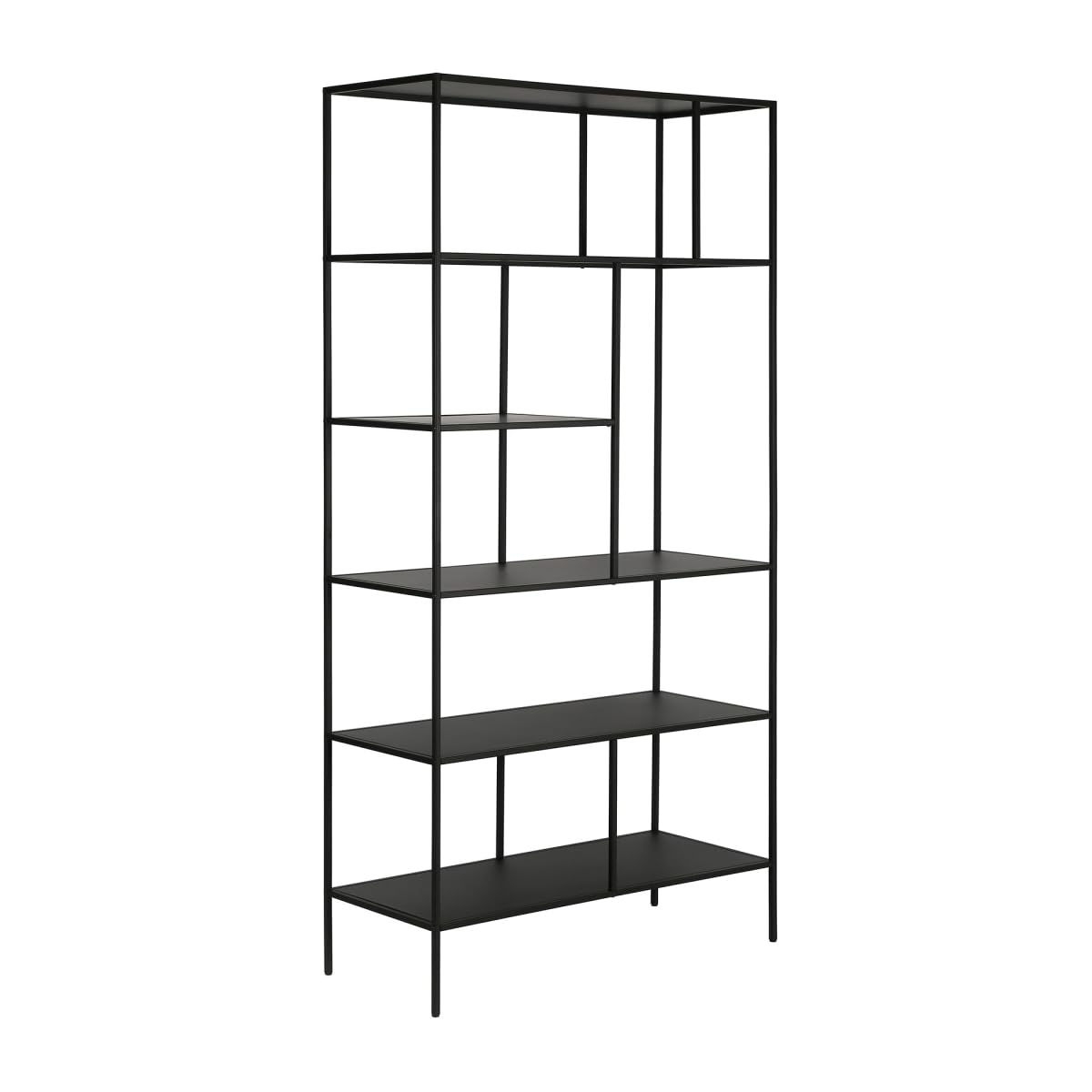 HomeRoots 527588 72 in. Metal Six Tier Etagere Bookcase Black