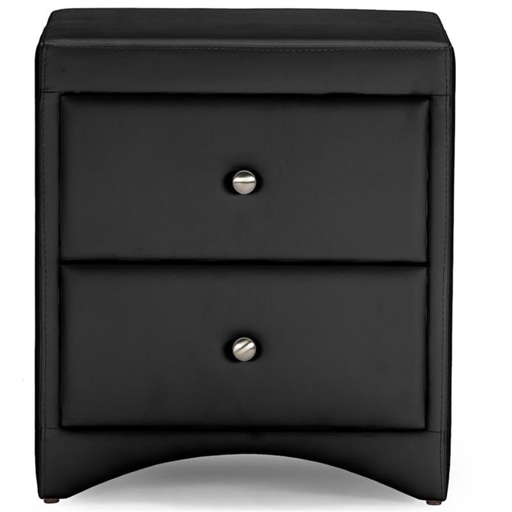 Baxton Studio Dorian Faux Leather Upholstered Modern Nightstand, Black