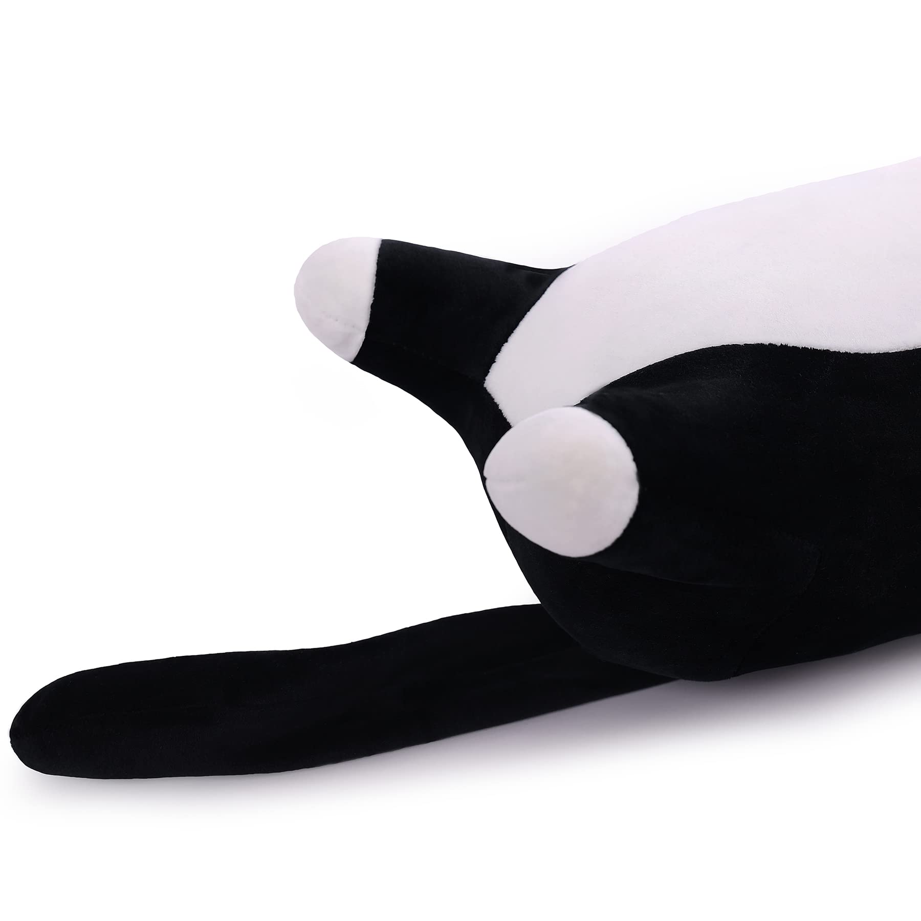 Miaohaha Long Plush Cat Toy Pillow Stuffed Animal Cat Kids Plush Toy Pillow For Kids And Girls Toy Doll (Black&White,50Cm/19.7In