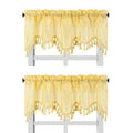 Solid Faux Silk Swag Waterfall Cascade Ascot Window Curtain Valance W/Tassels Trim 55' X18' Wave (2, Yellow)