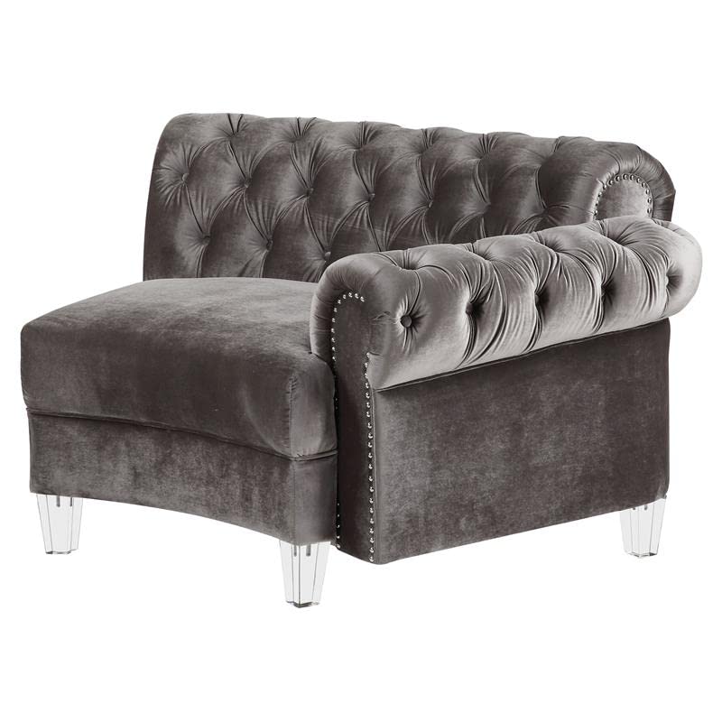 Acme Ninagold 4-Piece Button Tufted Velvet Sectional Sofa in Gray