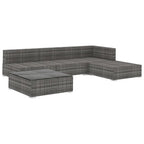 vidaXL 5 Piece Garden Lounge Set with Cushions Poly Rattan Gray
