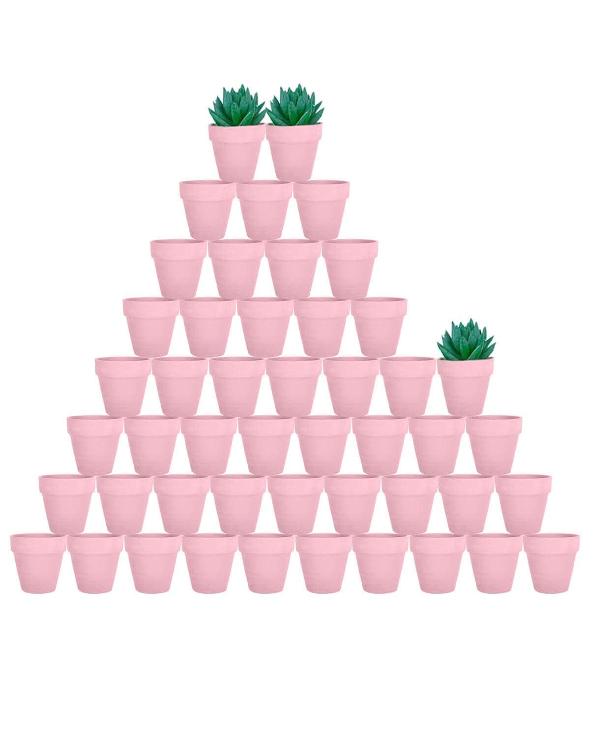 Vensovo 48 Pcs 2' Tiny Terracotta & Terra Cotta Pots With Drainage - Peach Pink Small Mini Clay Ceramic Pottery Planter Ideal F