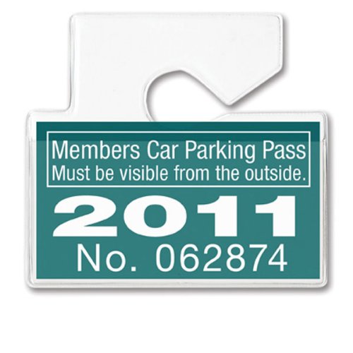 Clear Horizontal Vehicle Parking Permit Pass Hanger Tag Holder - Hangs From Car Rear View Mirror - By Specialist Id, Sold Indivi
