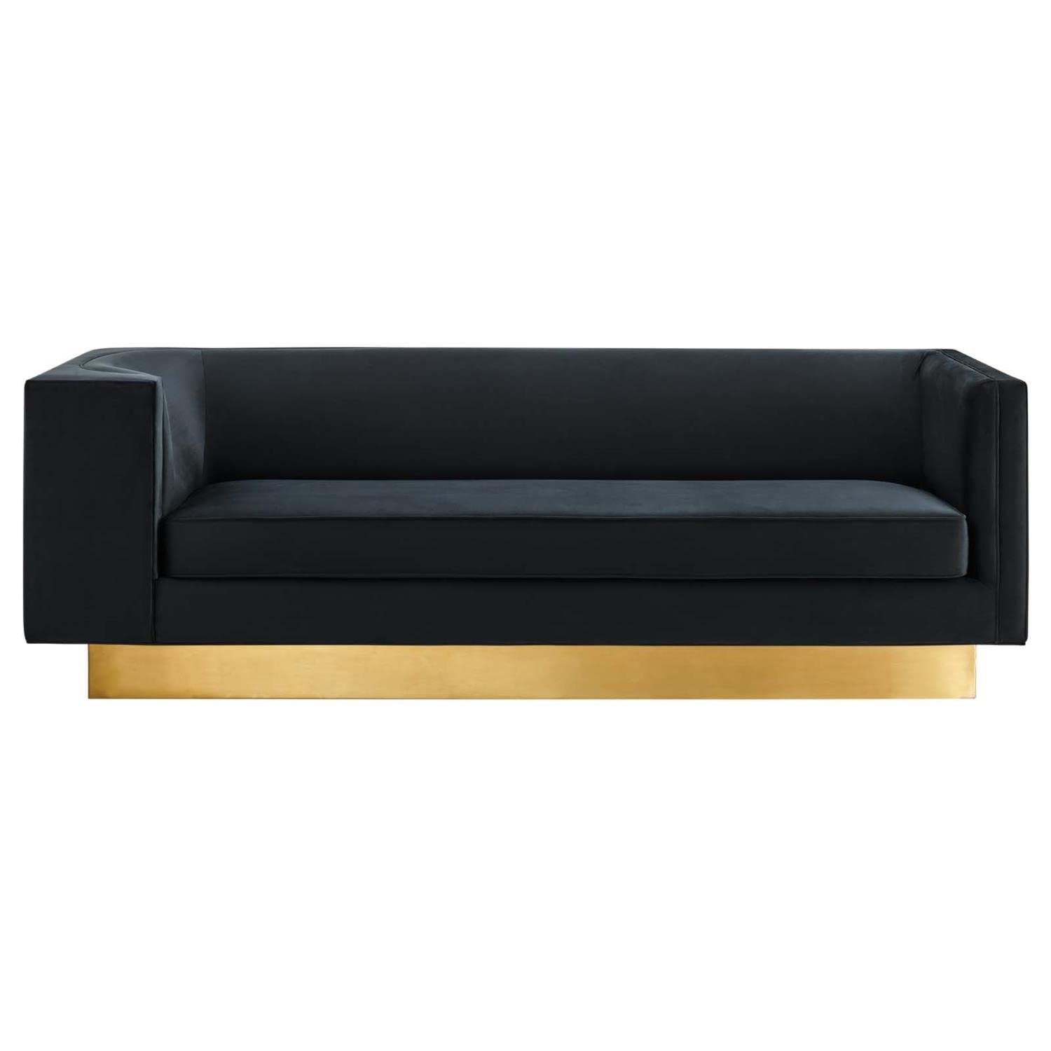 Modway Eminence Upholstered Velvet Sofa With Black Finish Eei-5016-Blk