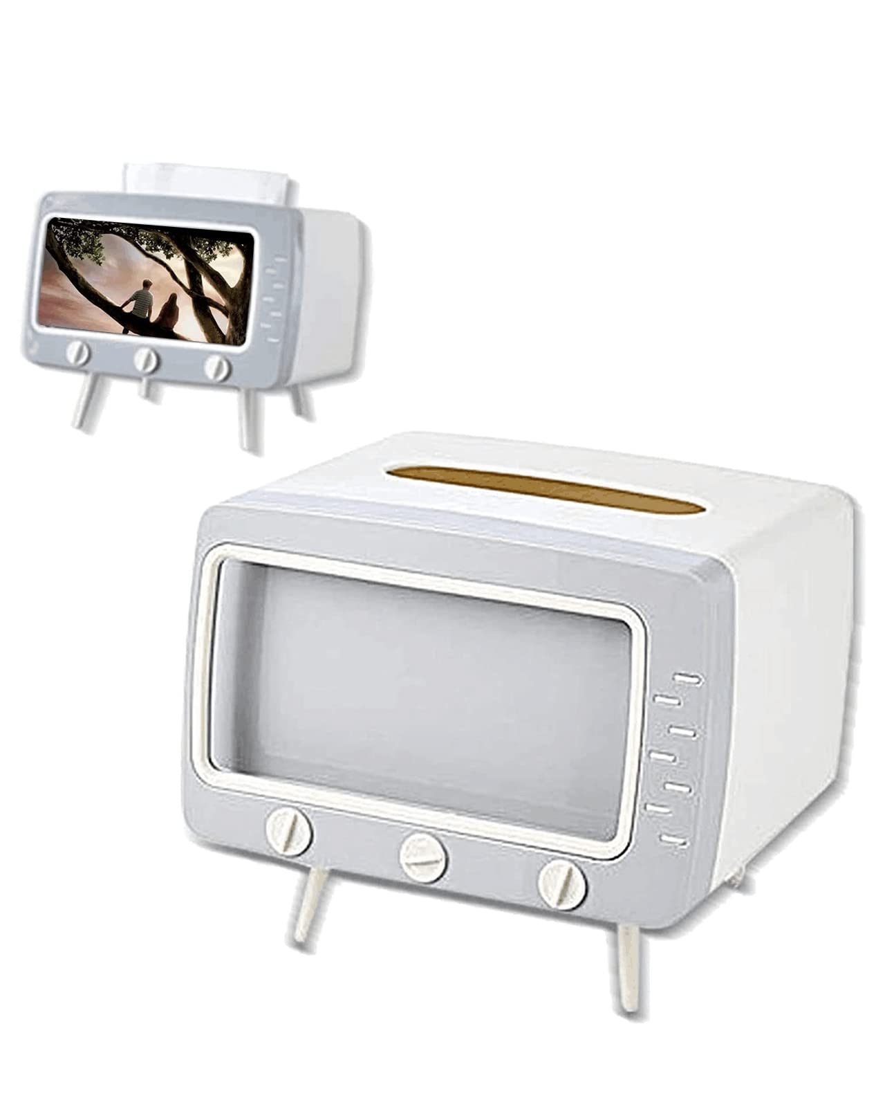 SGVAHY Tissue Box Holder Retro TV Tissue Box Cover Cute and Practical Cell Phone Holder Tampon Holder for Bathroom, Kitchen, Bed
