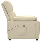 vidaXL Fabric Massage Recliner Chair, in Cream Color, Farmhouse Styled Relaxation Massage Chair with High Density Foam
