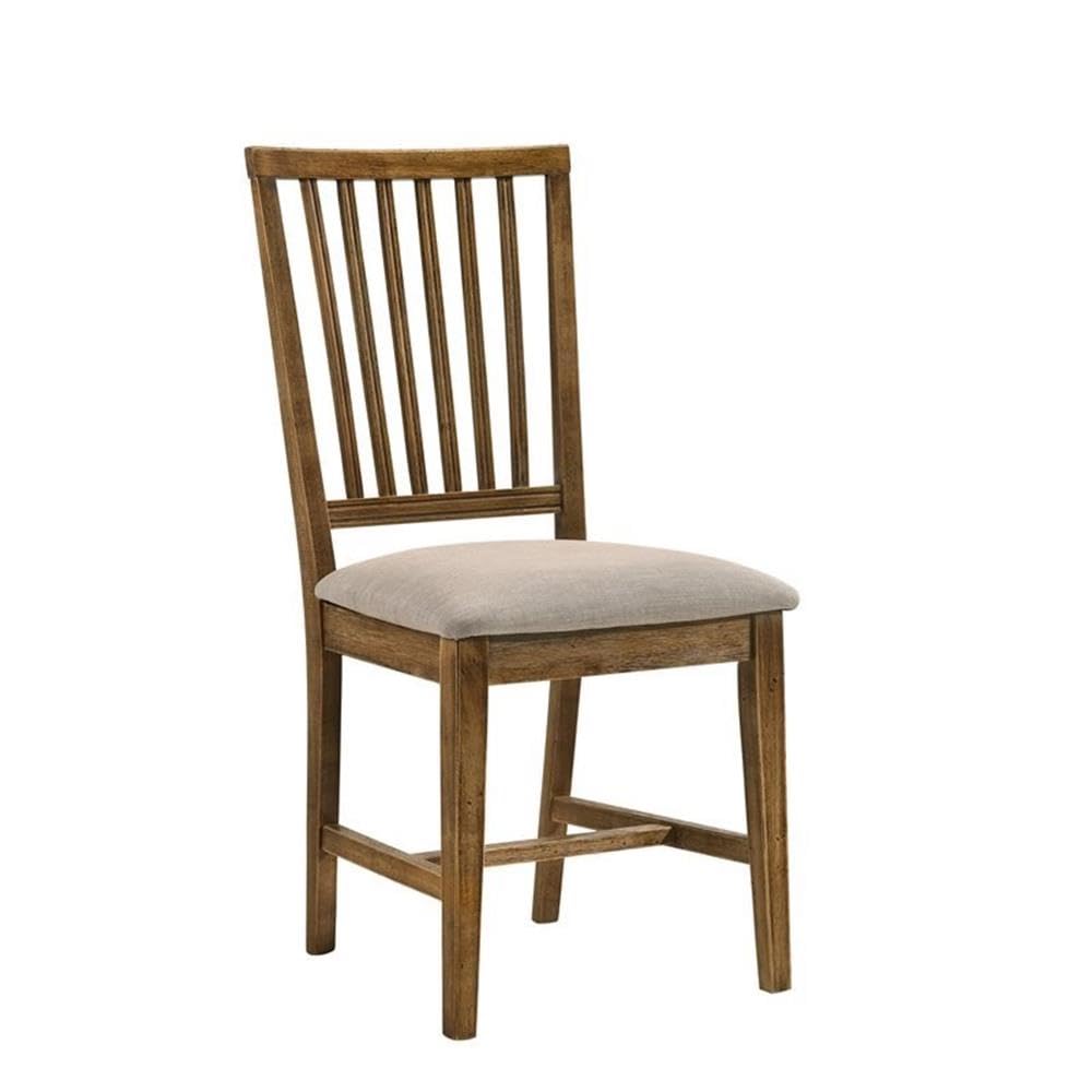 Acme Wallace Ii Dining Side Chair In Tan & Weathered Oak (Set Of 2)