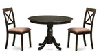 East West Furniture ANBO3-CAP-C 3 Piece Kitchen Table Set for Small Spaces Contains a Round Dining Table with Pedestal and 2 Linen Fabric Dining Room Chairs, 36x36 Inch, Cappuccino