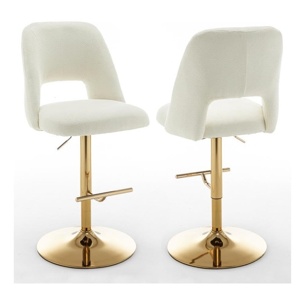 Best Quality Furniture Bs250-Bs257 Bar Stools, Set Of 2, Beige/Gold