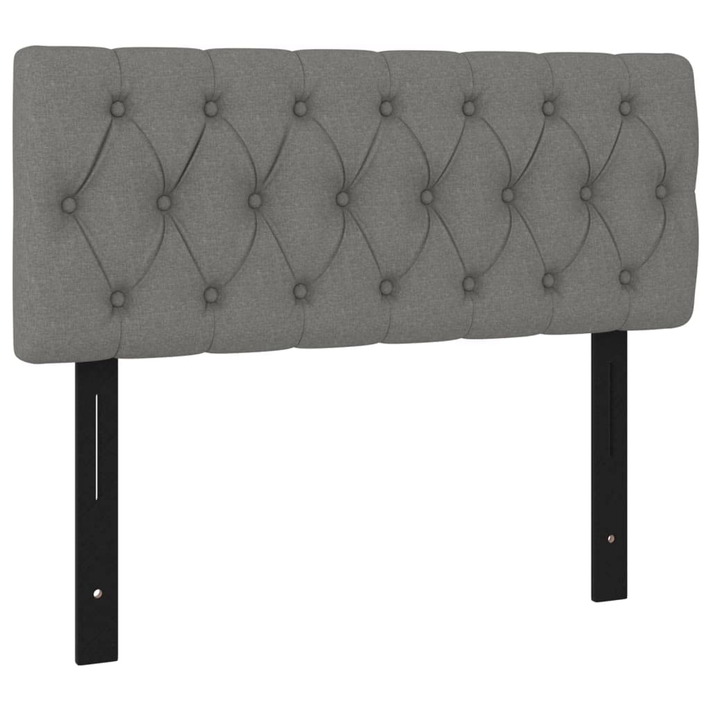 vidaXL Fabric Headboard in Dark Gray - Classic Design, Durable Construction, Made of 100% Polyester Fabric, Solid Larch and Engineered Wood - Size 39.4&quot;x2.8&quot;x30.7/34.6&quot;