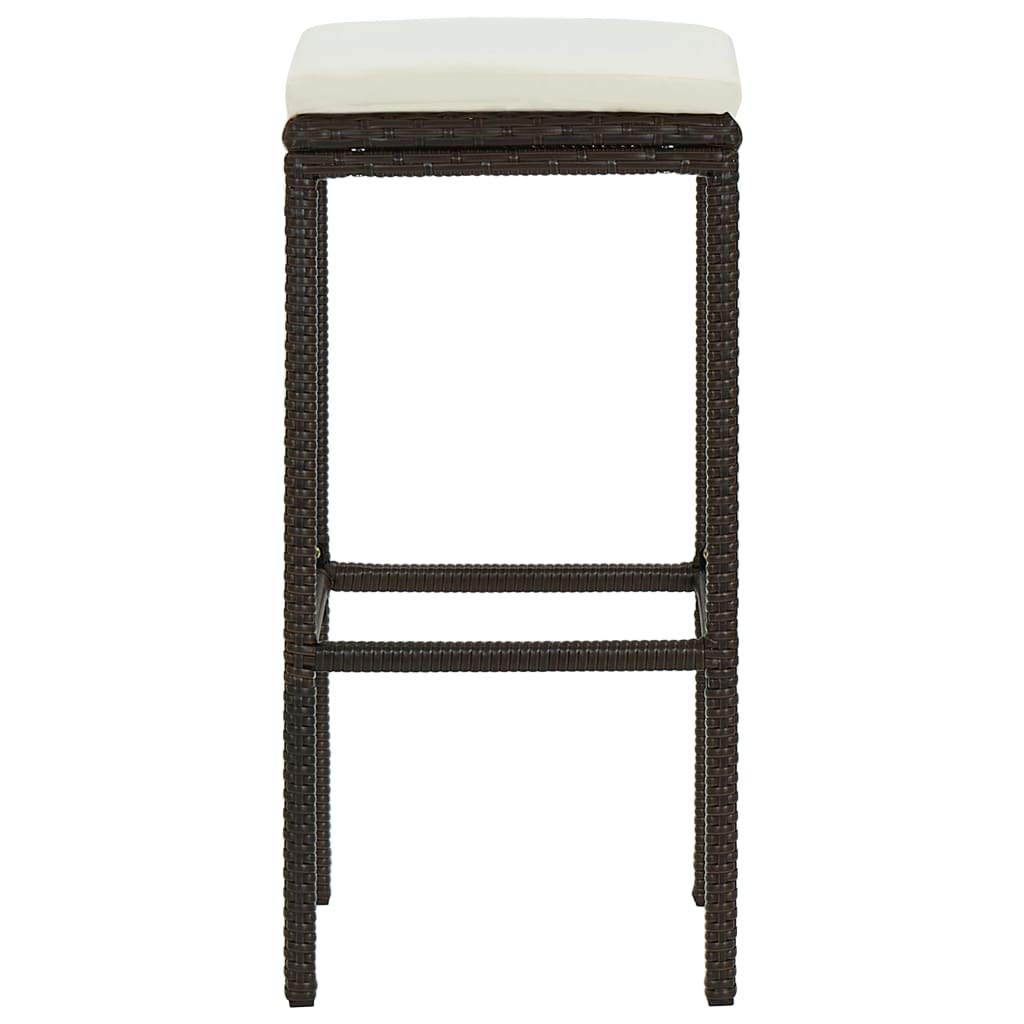 Bar Stools with Cushions,SKM Bar Stools with Cushions 4 pcs Brown Poly Rattan