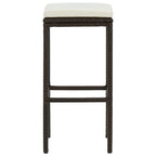 Bar Stools with Cushions,SKM Bar Stools with Cushions 4 pcs Brown Poly Rattan