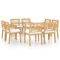 vidaXL 8X Solid Teak Wood Batavia Chairs with Cushions Outdoor Patio Garden Terrace Kitchen Wooden Seat Seating Sitting Dinner Chair Furniture