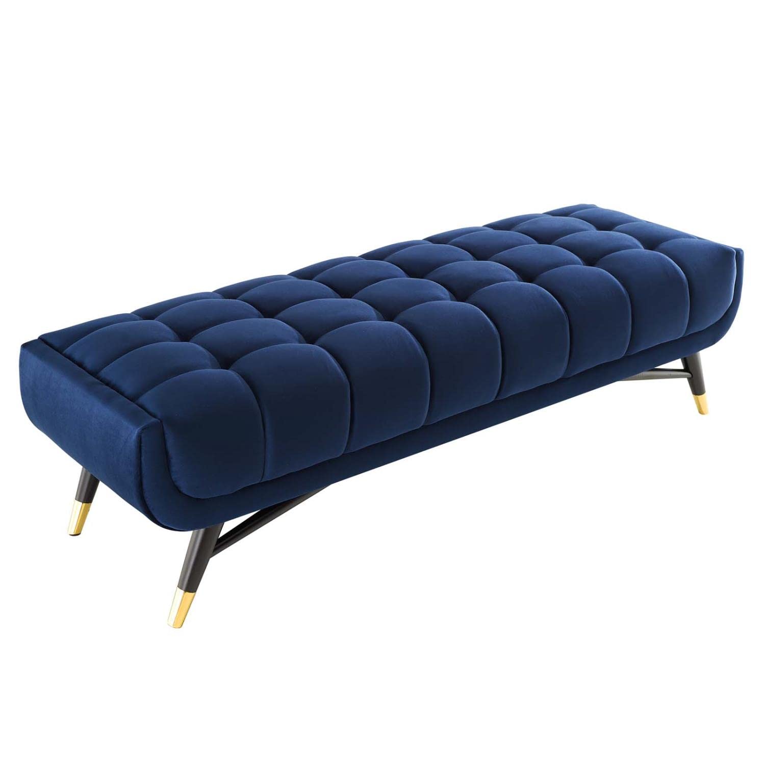 Modway Eei-4241 Adept 60" Performance Velvet Bench In Midnight Blue, 60 Inches