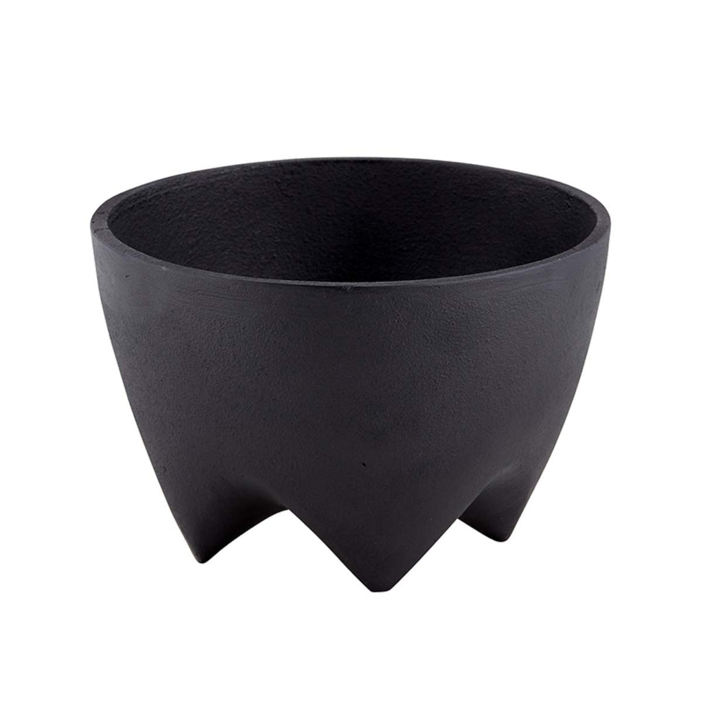 Small Footed Decorative Black Cast Iron Bowl for Fruit, Keys, or Decoration, 6.1 Inch