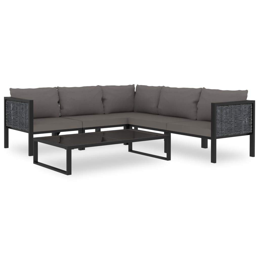 vidaXL 6 Piece Garden Lounge Set with Cushions Patio Balcony Outdoor Seating Furniture Chair Lounge Sofa Set Poly Rattan Anthracite