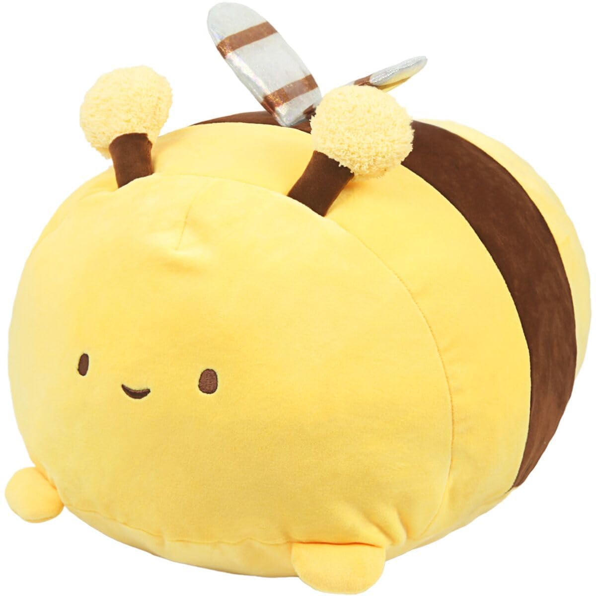 ARELUX 23.6in Bee Plush Pillow Stuffed Animal Snuggly Pillow Cute Plush Toy Snuggle Buddy Bee Plushie Kawaii Soft Hugging Pillow