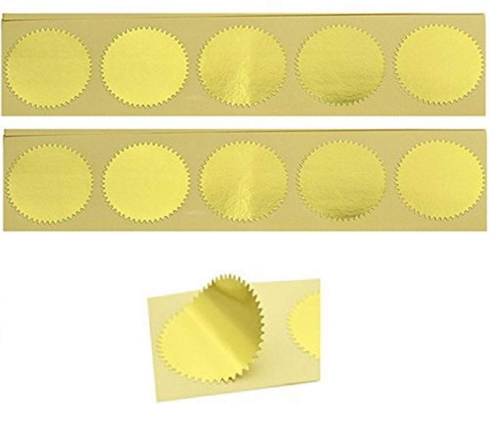 Uniqooo 100Pcs Gold Embossed Foil Blank Certificate Self-Adhesive Sealing Stickers - Perfect For Invitations, Certification, Gra