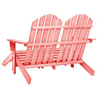 vidaXL 2-Seater Patio Adirondack Chair and Ottoman Set in Solid Fir Wood, Pink, Weather-Resistant, Detachable Ottomans, Ideal for Garden, Patio and Deck