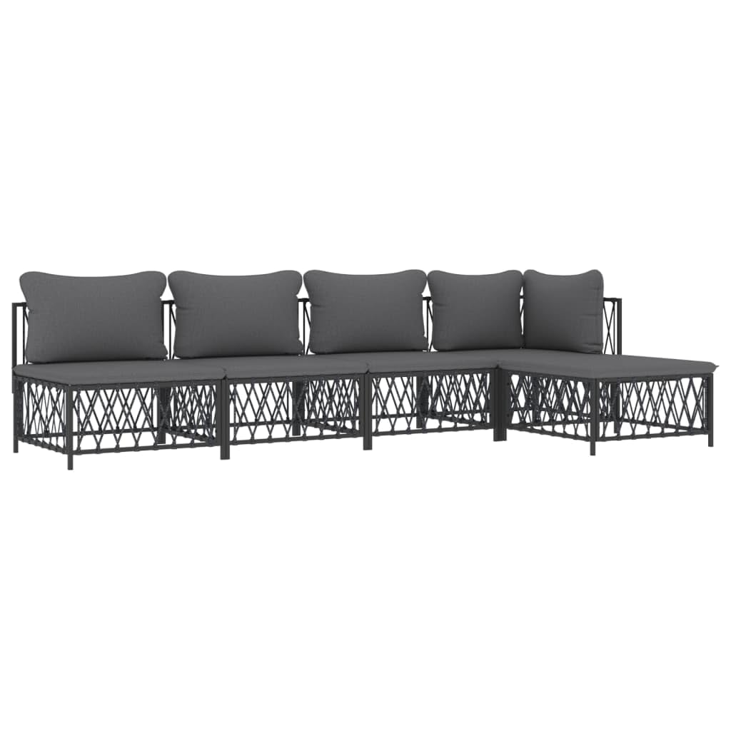 Vidaxl 5-Piece Patio Lounge Set - Modular Outdoor Sofa With Cushions, Anthracite, Made Of Durable Woven Fabric And Protective Po