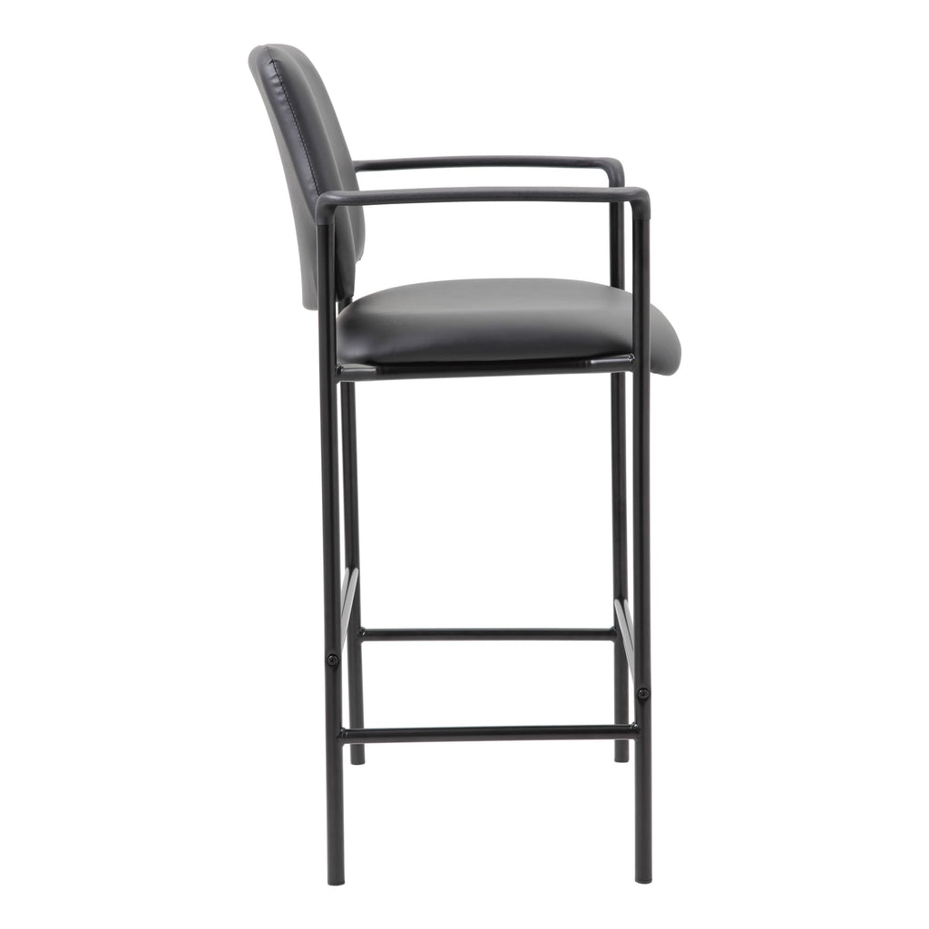 Boss Square Back Diamond Stool W/Arm In Black Caressoft (B169503-Cs)