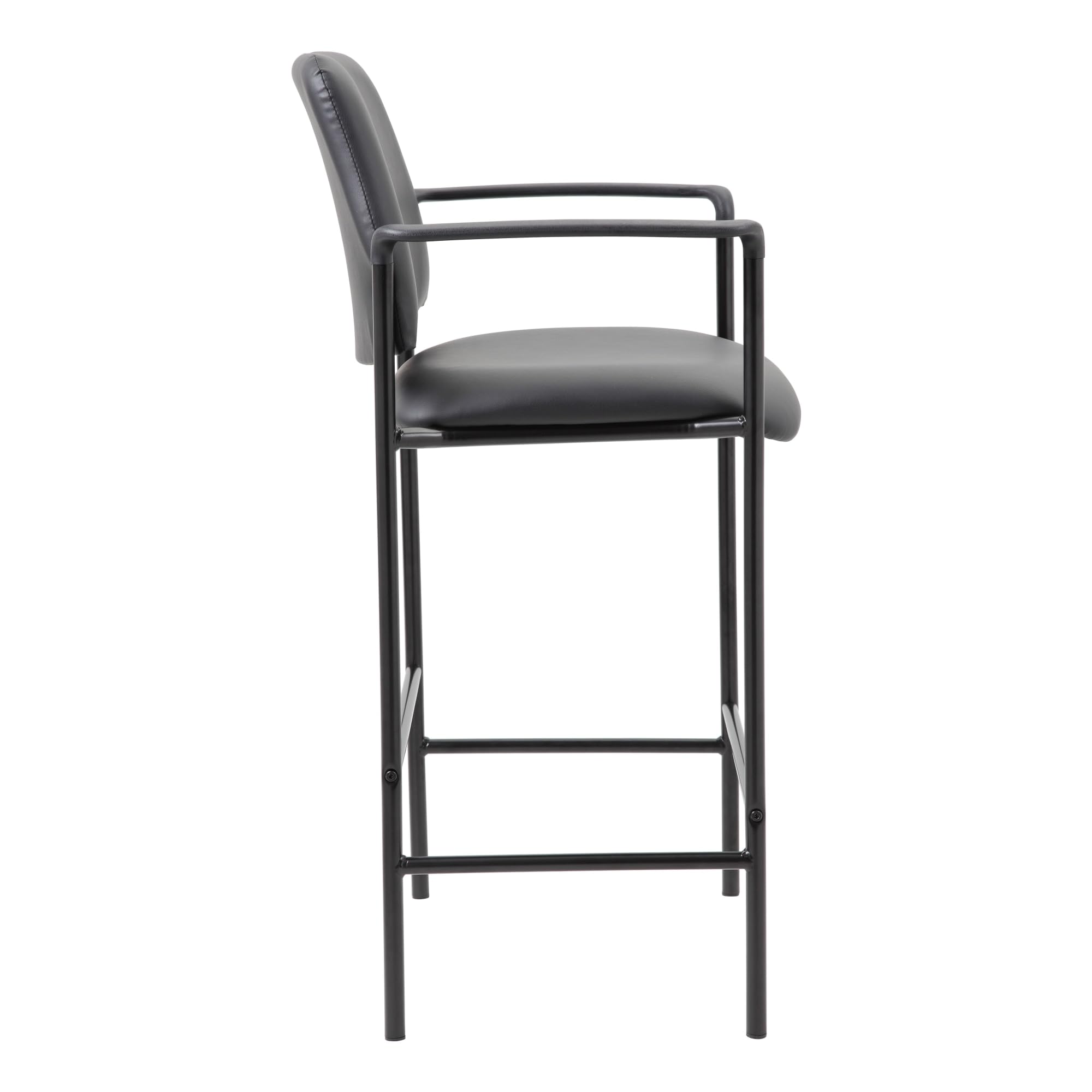 Boss Square Back Diamond Stool W/Arm In Black Caressoft (B169503-Cs)