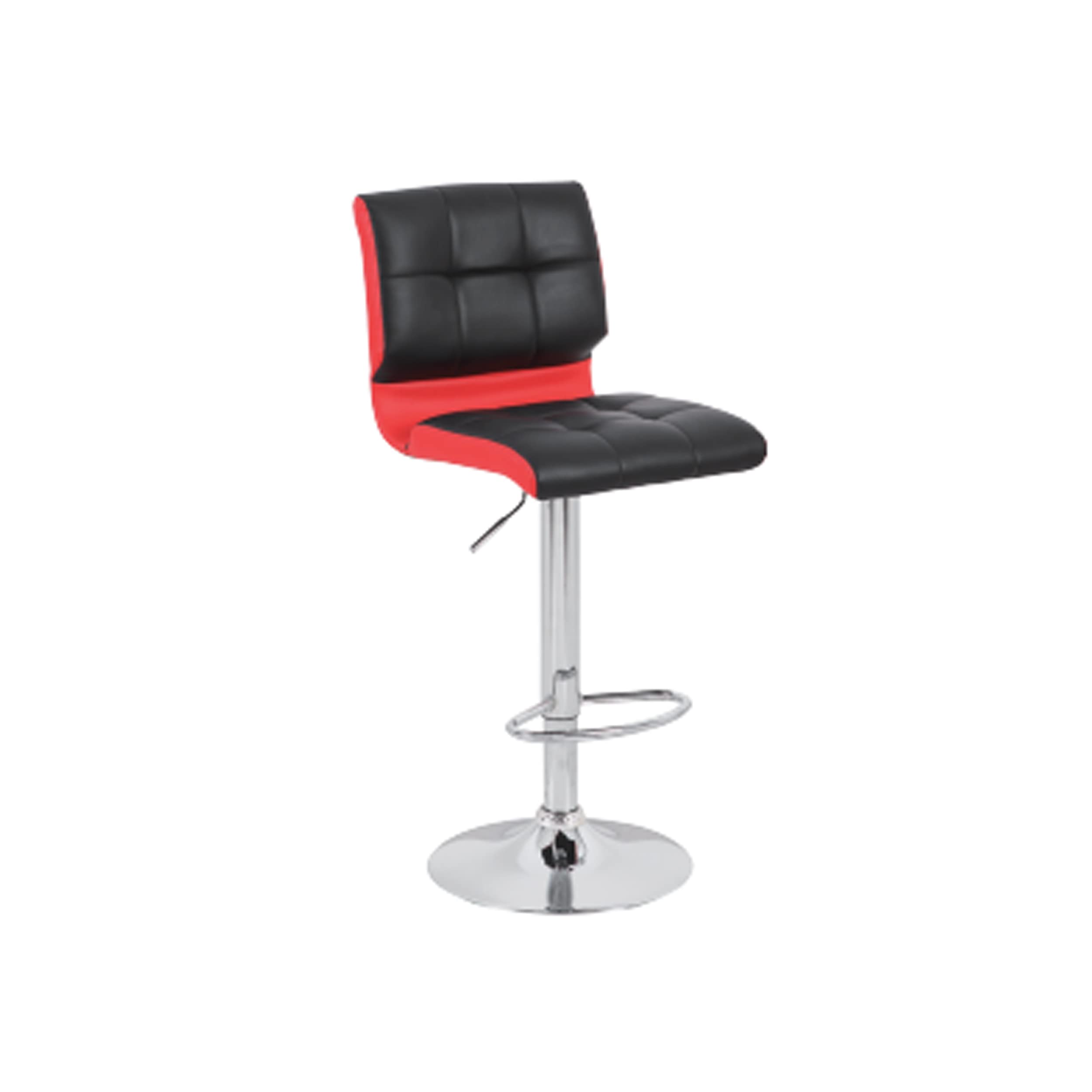 Elama 2 Piece Adjustable Fux Leather Bar Stool In Black And Red With Chrome Base,Elm-744
