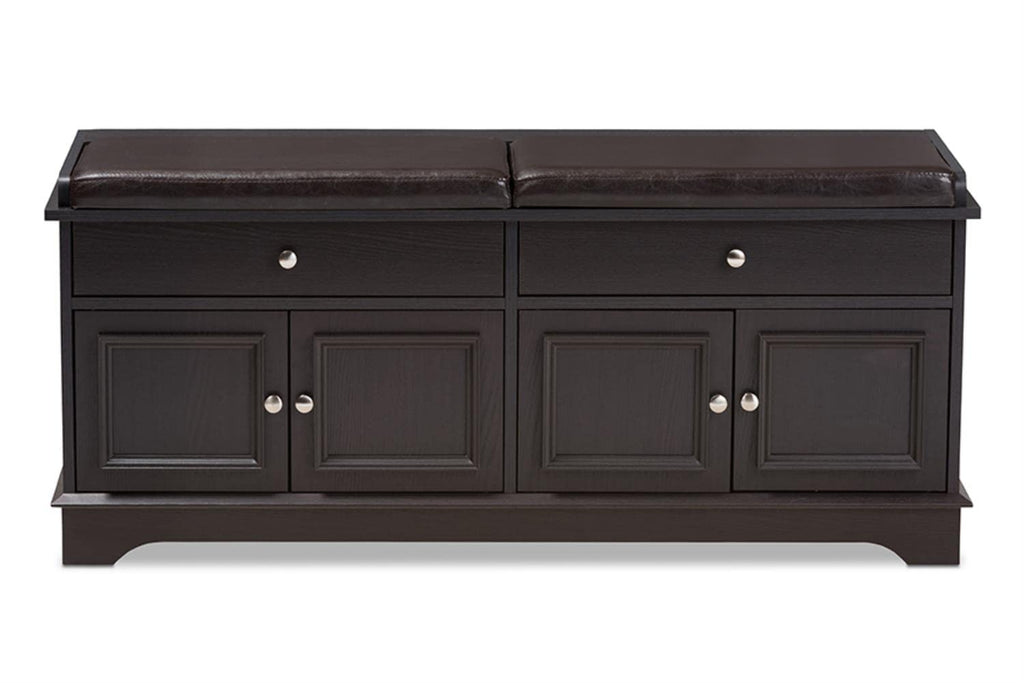 Baxton Studio Mason Modern and Contemporary Dark Brown Wood 2-Drawer Shoe Storage Bench