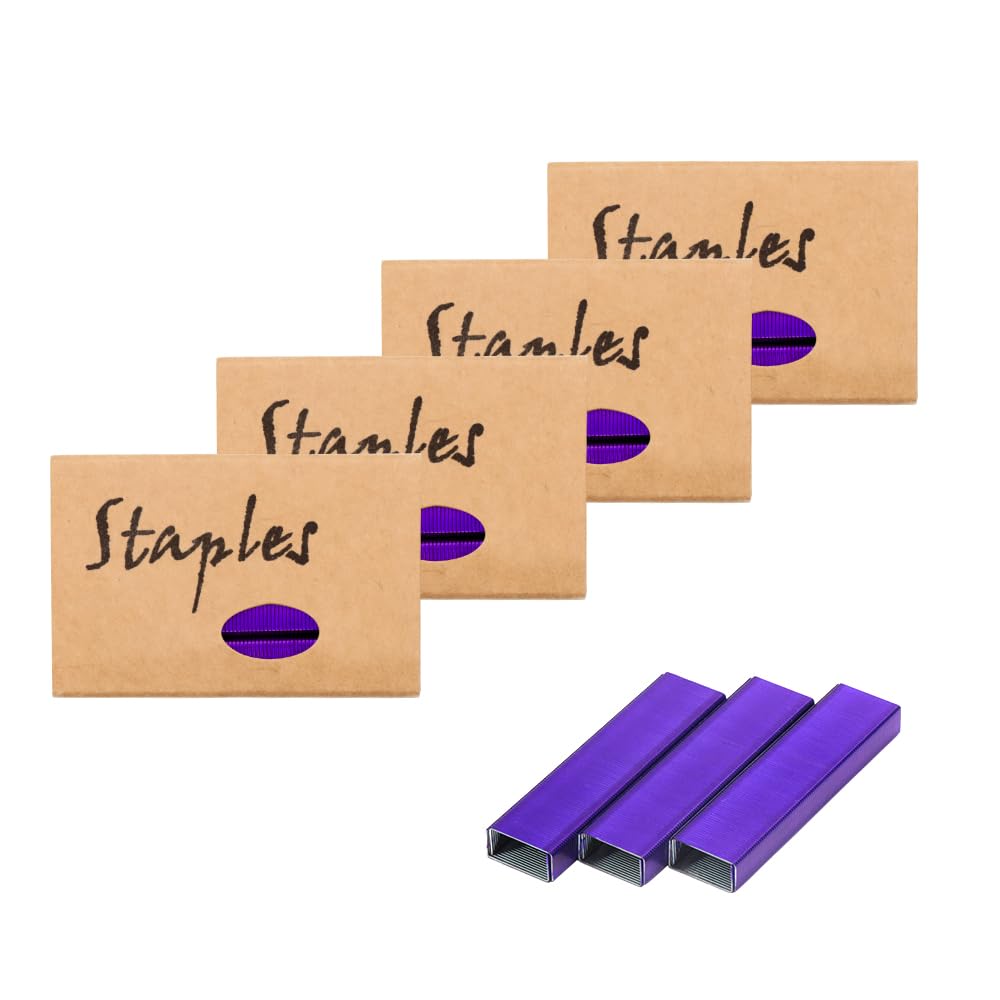 4 Pack Purple Staples For Stapler, 26/6 Standard Staples Set Jam Free Stapler Refills, 1/4 Inch Staples For Home Office Supplies