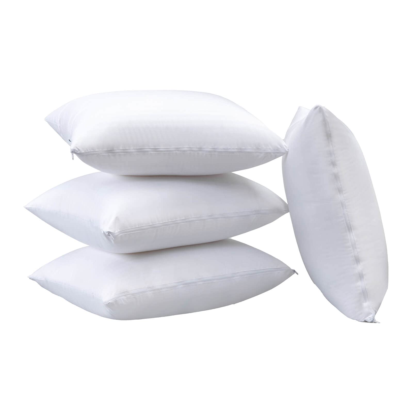 Kingnex 4 Pack Waterproof Feather Proof Pillow Protectors With Zipper On Long Side King Size Set Of 4 Down Proof Striped Bed Pil