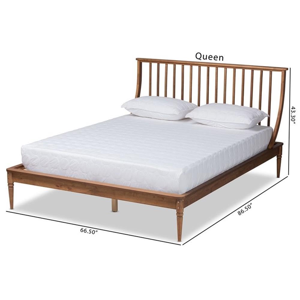 Baxton Studio ABEL Classic and Traditional Transitional Walnut Brown Finished Wood Queen Size Platform Bed