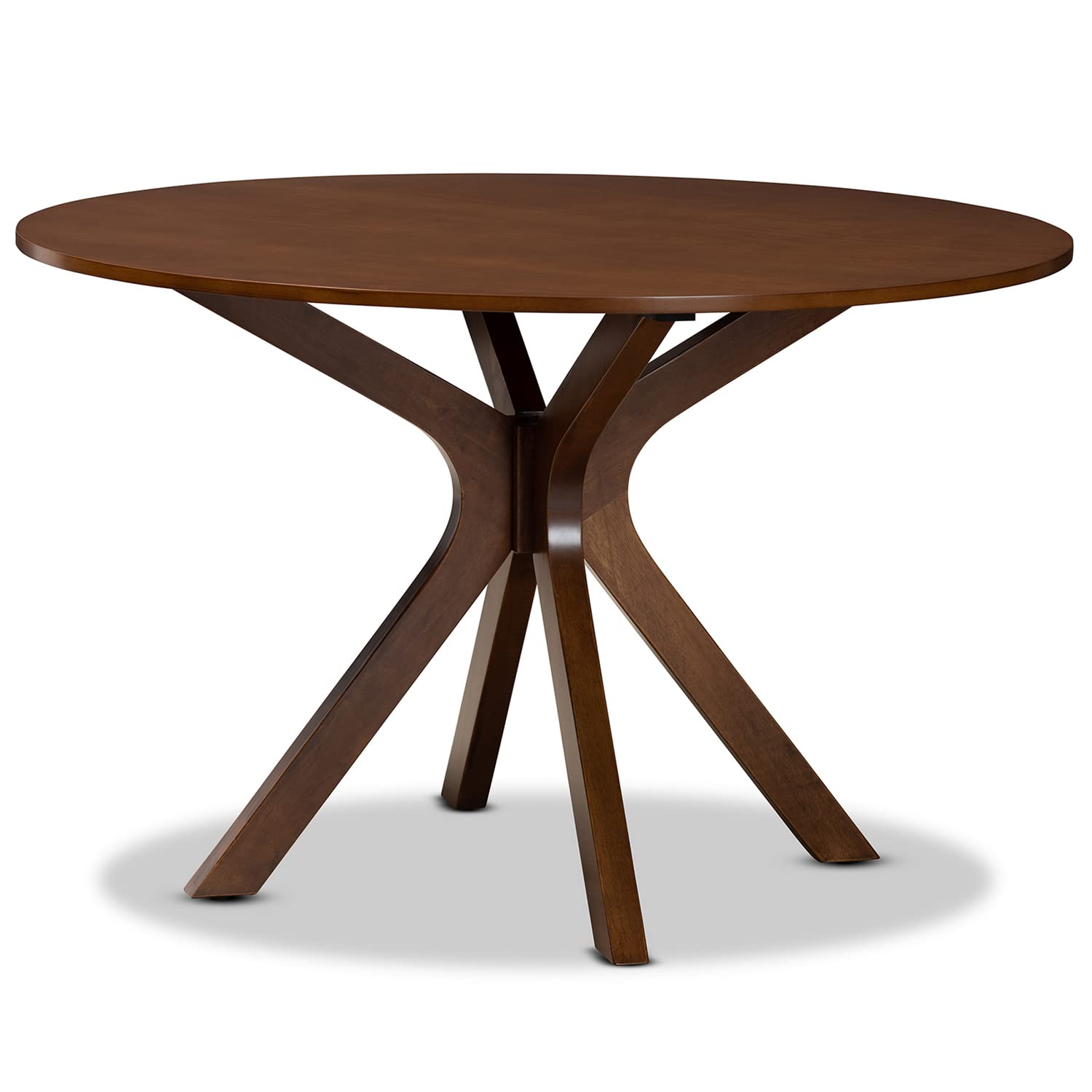 Baxton Studio Mare Walnut Brown Wood 7-Piece Dining Table and Chair Set