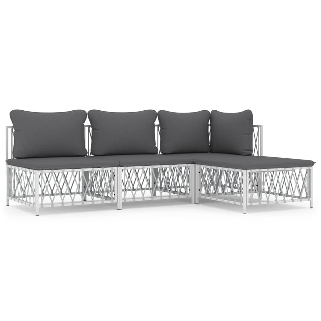 vidaXL Patio Furniture Set 4 Piece, Sectional Sofa with Cushions, Patio Lounge Set for Garden Lawn Backyard, Outdoor Patio Furni