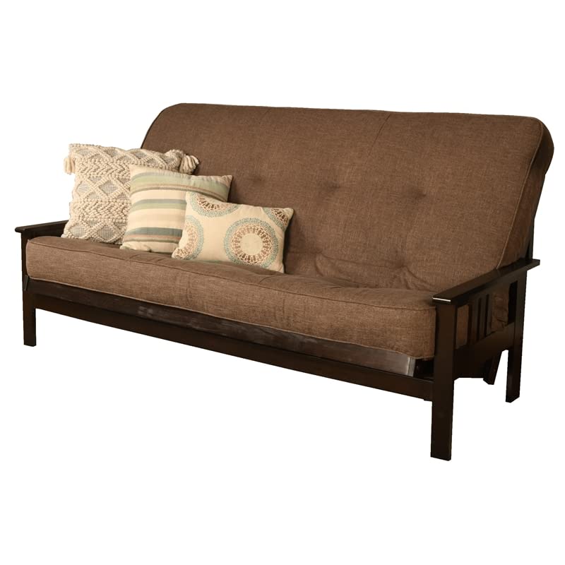 Kodiak Furniture Monterey Queen-Size Espresso Wood Futon-Linen Cocoa Mattress