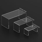 Hiimiei Acrylic Risers For Display Clear 3-Tier Risers Stands Showcase For Amiibo Funko Pop Figures, Dessert, Jewelry-8.4''X 6.3